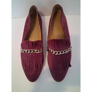 Franco Sarto Women's Purple Andie Chain Kilted Faux Suede Flat Loafer, Size 9.5